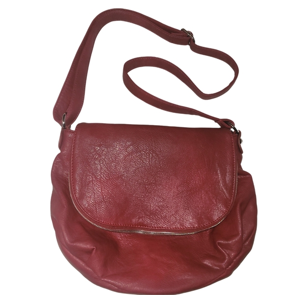 Pourquoi Pas Red Leather Shoulder Bag - Picture 2 of 7